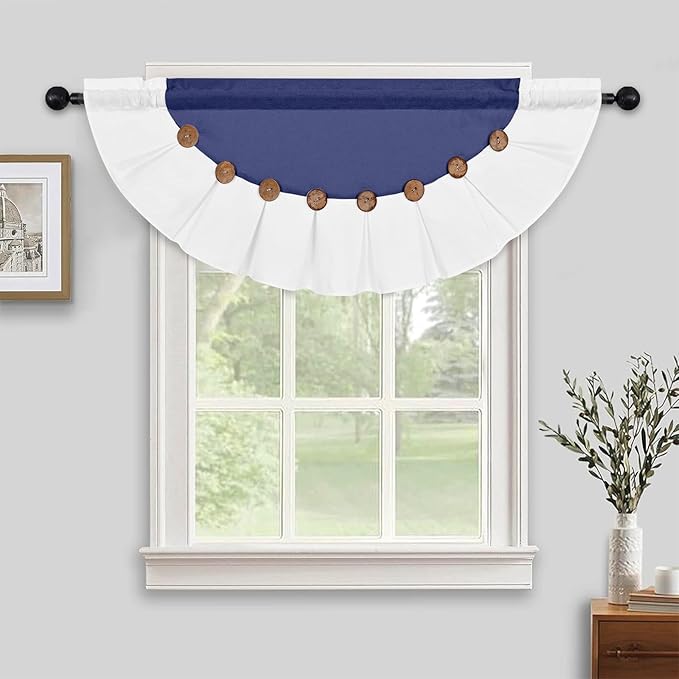 FRAMICS Farmhouse Valance Curtains, Boho Cotton Linen Kitchen Valance, Country by FRAMICS