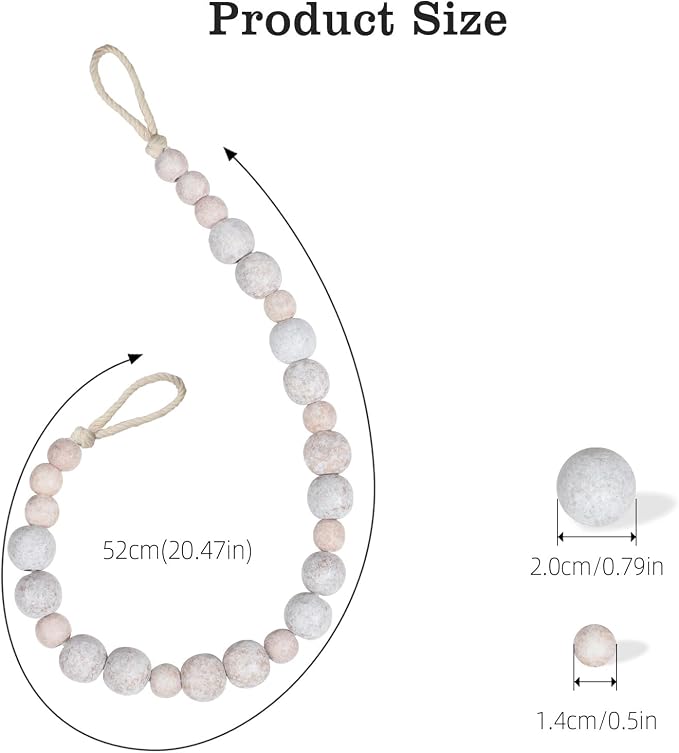 Hion 2 Pcs Boho Curtain Tiebacks, Wood Beads Curtain Holdbacks, Outdoor - Image 2