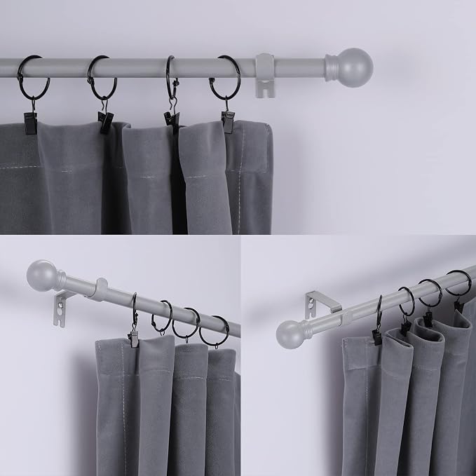 Thestoa Curtain Rods for Windows 30-62 Inch, 5/8" Brushed Nickel, Stainless - Image 2