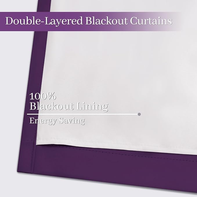 Yakamok Room Darkening 100% Blackout Curtains Grommet Window Treatments - Image 4