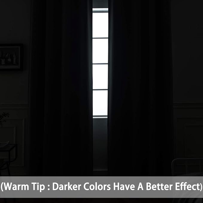 Yakamok 84 Inch Long Light Blocking Navy Blue Blackout Curtains, Room Darkening - Image 3