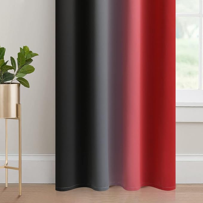 Yakamok Blackout Ombre Black and Red Curtains - Image 3