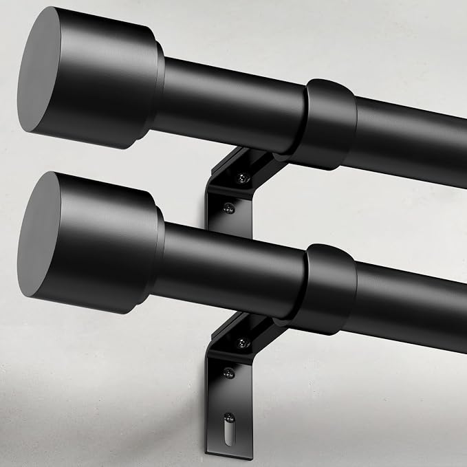 GEEBOBO 2 Pack Black Curtain Rods by GEEBOBO