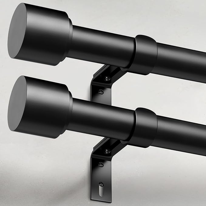 GEEBOBO 2 Pack Black Curtain Rods by GEEBOBO