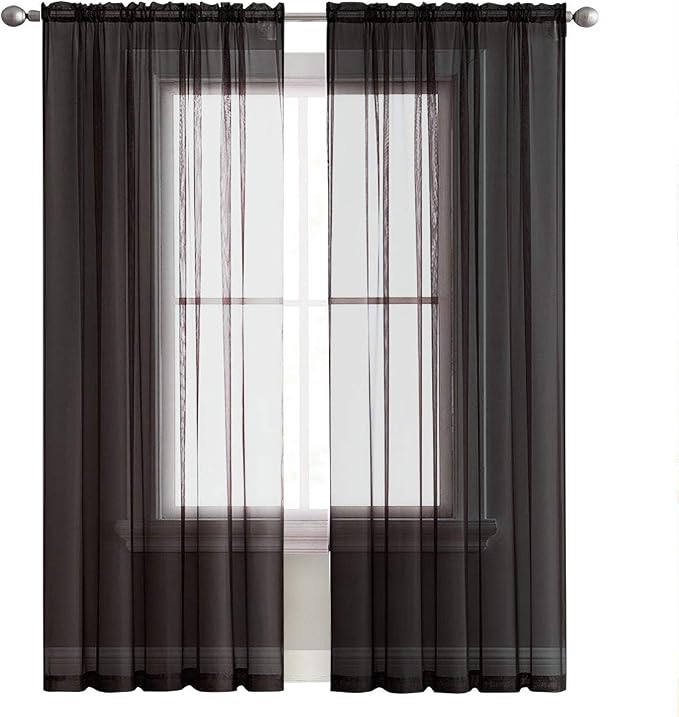 SpaceDresser Sheer Voile Window Treatment Rod Pocket Curtain Panels - Image 2