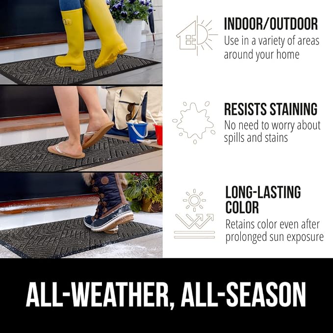 GORILLA GRIP 100% Waterproof All-Season WeatherMAX Doormat US Designed Natural - Image 3