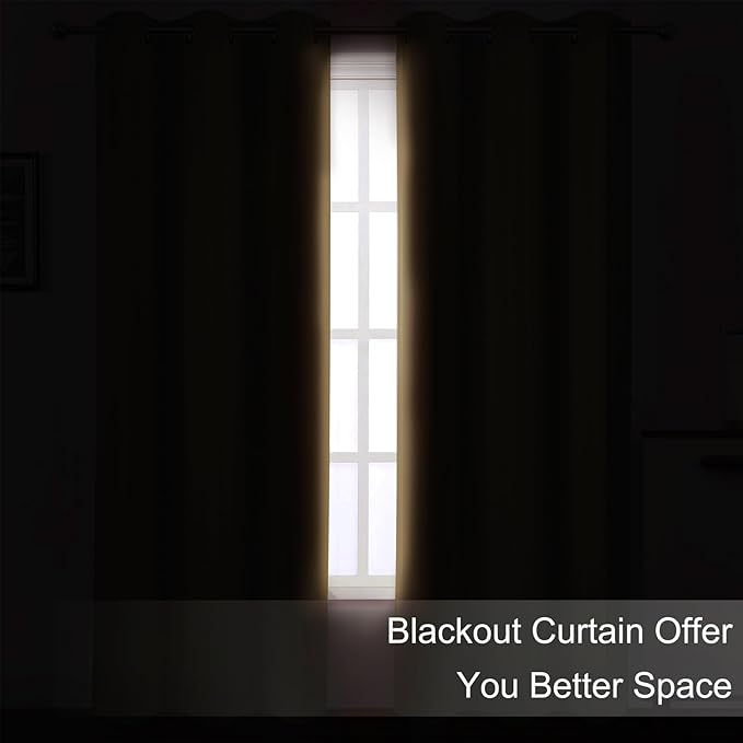 LEMOMO Blackout Curtains 52 x 108 inch/Natural Curtains Set of 2 Panels/Thermal - Image 3