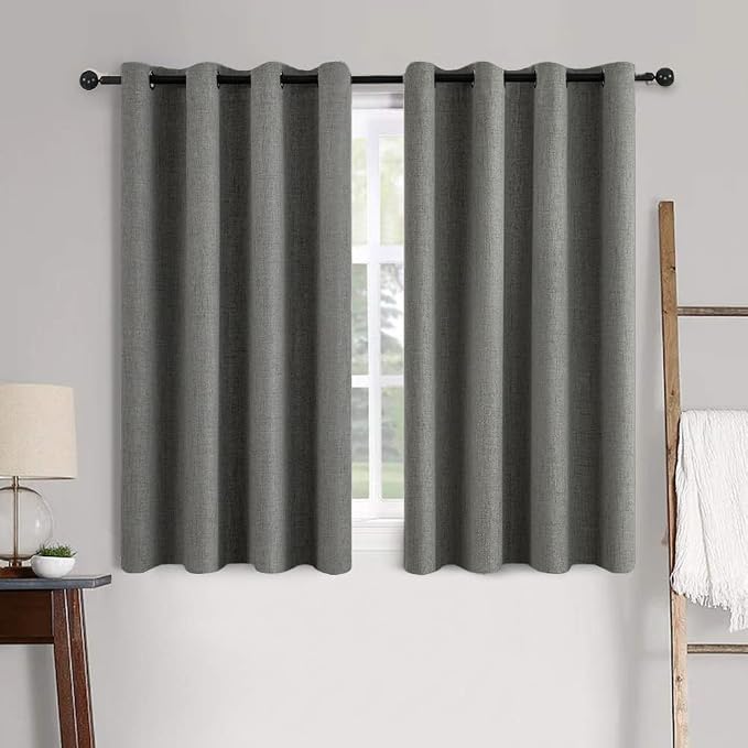 MIULEE Linen Texture Curtains for Bedroom Solid 100% Blackout Thermal Insulated by MIULEE