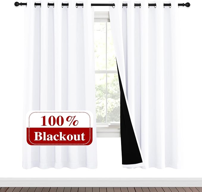 NICETOWN 100% Blackout Window Curtain Panels, Full Light Blocking Drapes - Image 2