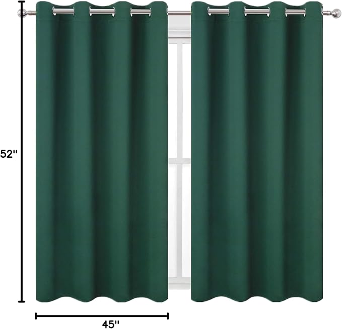 LEMOMO Blackout Curtains 52 x 45 inch/Green Curtains Set of 2 Panels/Thermal - Image 10