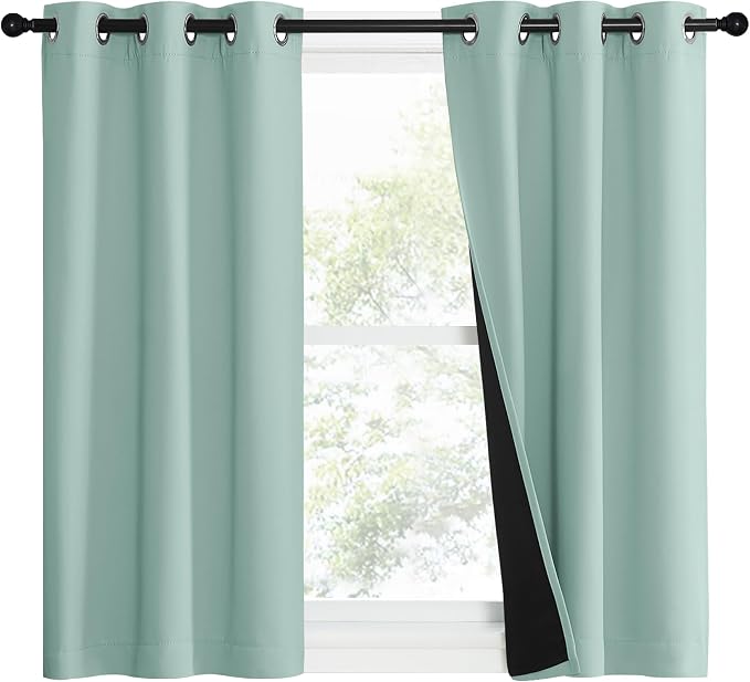 NICETOWN Aqua Blue 100% Blackout Curtain Set, Thermal Insulated & Energy - Image 2