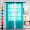 youleyar Solid Sheer Rod Pocket Curtain Voile Draperies 2 Panels White Beige by Youleyar