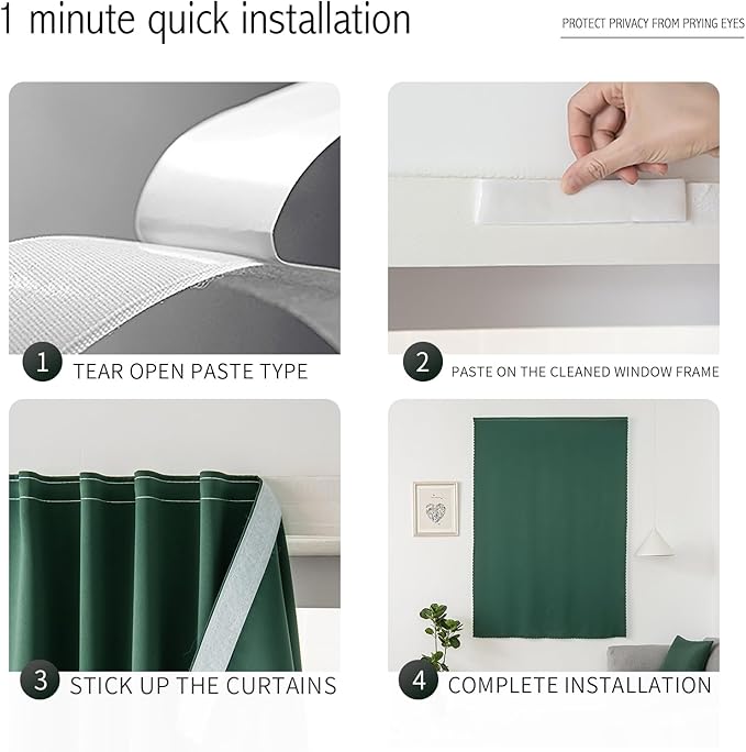 Blackout Curtains for Bedroom Sticky Curtain Blackout Window Cover Self - Image 3