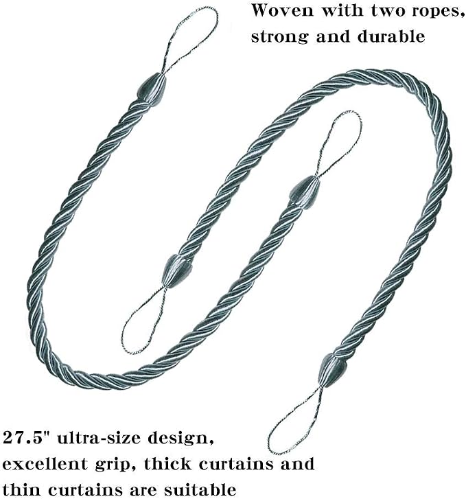 BEL AVENIR Curtain Rope Tiebacks, Drapery Rope Holdbacks - Image 3