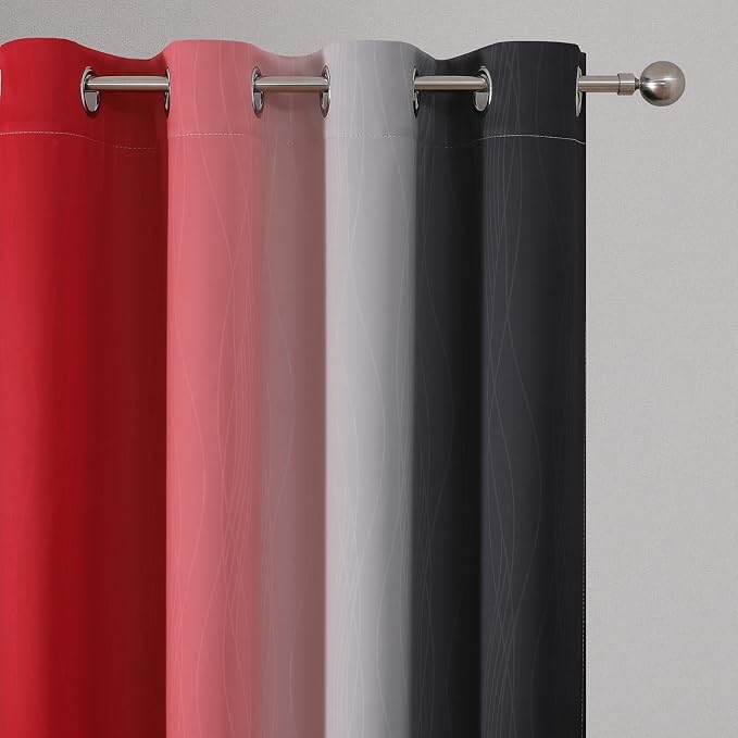 Estelar Textiler Red and Black Ombre Short Blackout Curtains 36 Inch Long - Image 4