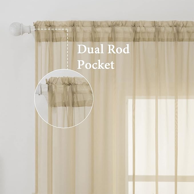 MIULEE Solid Color Sheer Window Curtains Elegant Window Voile - Image 4