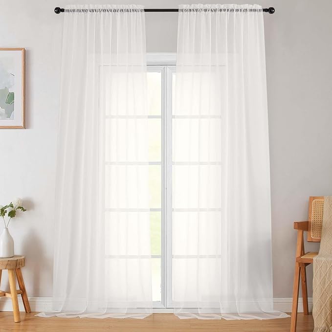 Extra Long Sheer Ivory Curtains by WelvetBLK