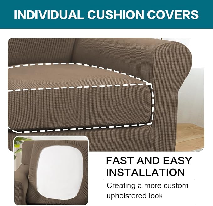 Turquoize 2 Piece Chair Covers Armchair Slipcovers - Image 5