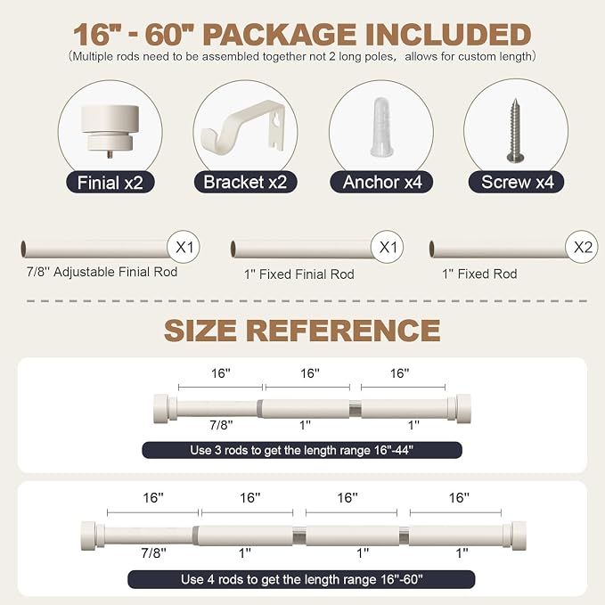 Lootkell Modern White Curtain Rods - Image 9
