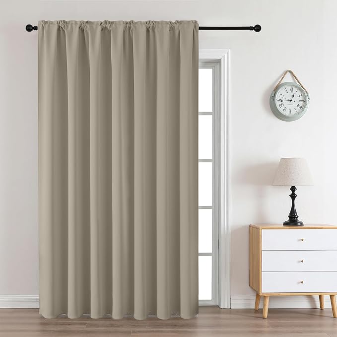 CUCRAF Light Beige Blackout Curtains Customize, Rod Pocket Room Darkening by CUCRAF