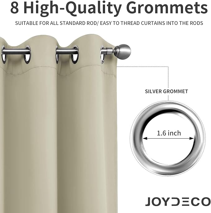 Joydeco Light Beige Custom Solid Single Blackout Curtain - Image 5