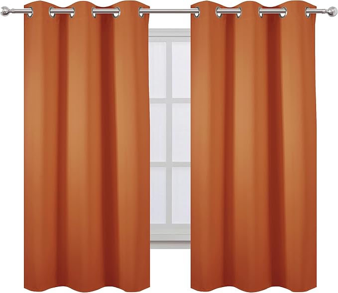 LEMOMO Orange Blackout Curtains 38 x 63 Inch Length/Set of 2 Curtain by Lemomo