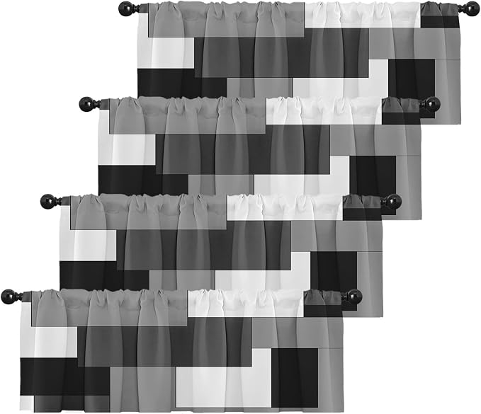 Emvency 4 Pack Valances Window Treatments, 52x18 Inch Rod Pocket Valances by Emvency