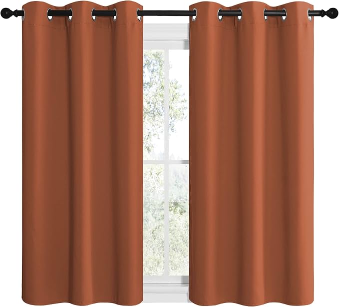 NICETOWN Bedroom Halloween Curtains 48 inches Long, Burnt Orange Privacy and - Image 2