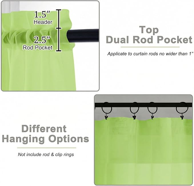 Sheer Curtains 84 Inches Long 2 Panels Set - Image 4