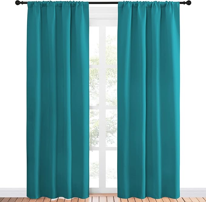 NICETOWN Peacock Blue Blackout Curtains Panels - Image 2