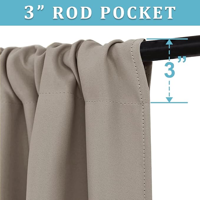 RYB HOME Blackout Curtains for Bedroom Living Room 63 inches Long, Thermal - Image 2