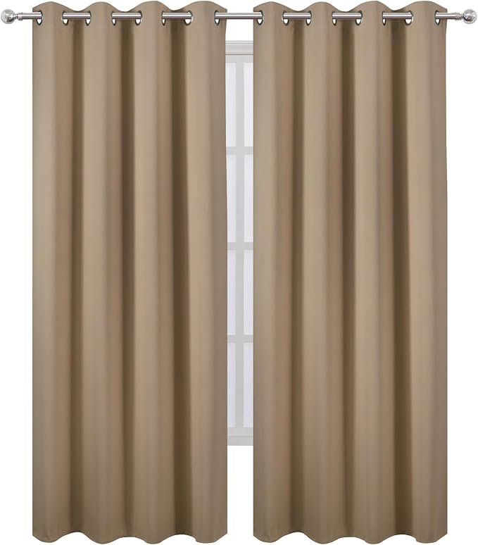 LEMOMO Blackout Curtains 66 x 95 inch/Natural Curtains Set of 2 Panels/Thermal - Image 2