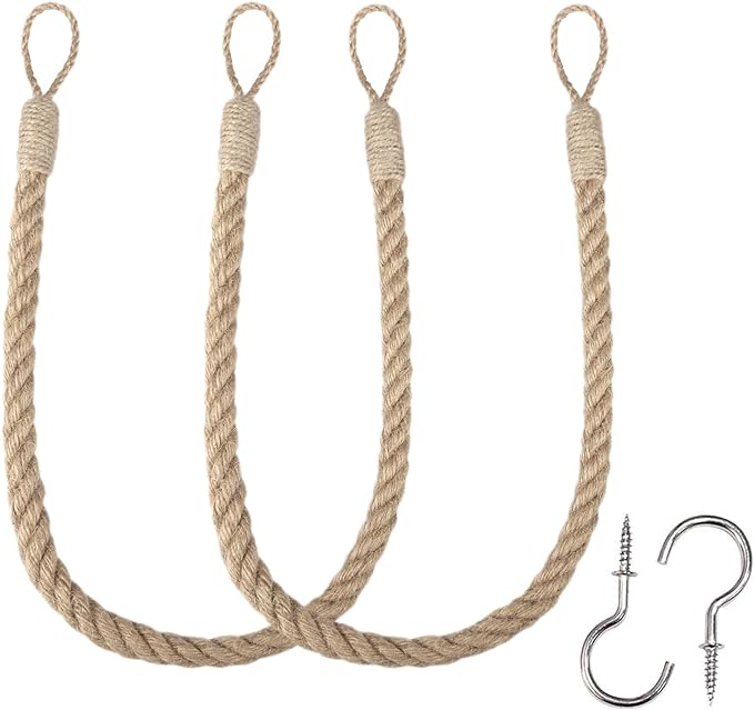 BEL AVENIR Jute Curtain Tiebacks Ropes Tie-Backs, Handmade Curtain Holdbacks by BELAVENIR