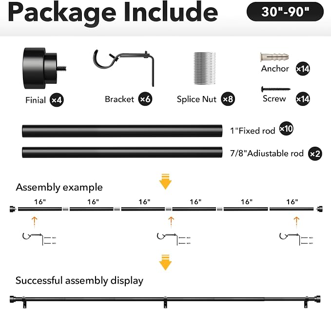 IFELS 2 Pack Heavy Duty Curtain Rods - Image 7