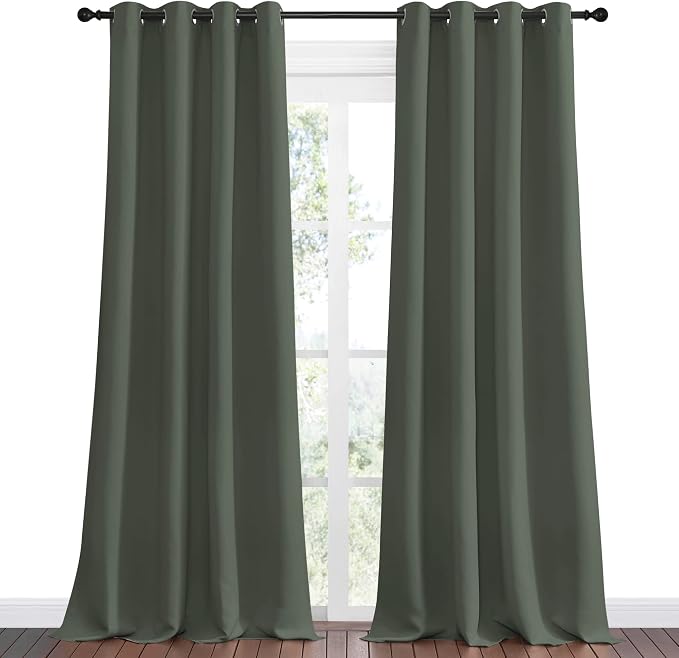 NICETOWN Dark Mallard Blackout Draperies Curtains - Image 2