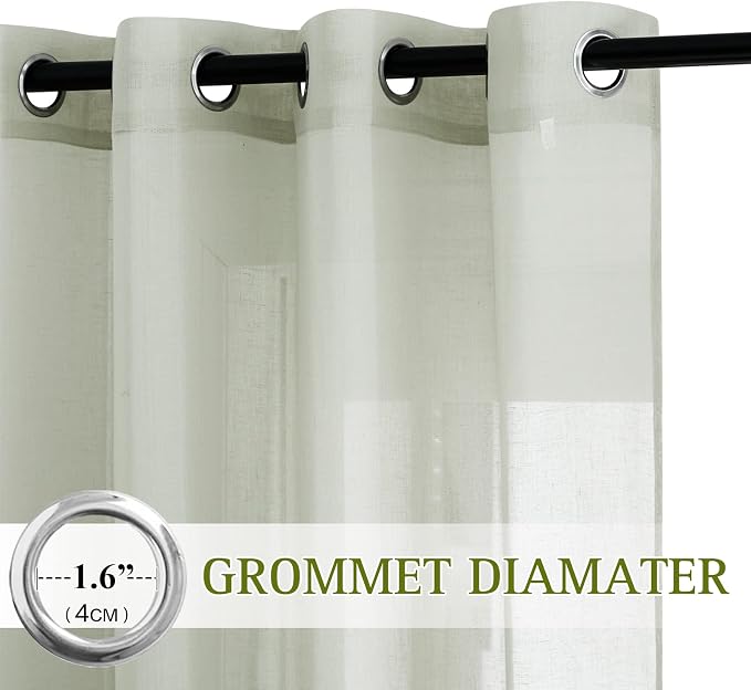 NICETOWN Linen Sheer sage green Curtains 84 inch Length - Image 2