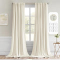 MIULEE Beige White Back Tab Blackout Curtains 120 Inch Long 2 Panels Set by MIULEE