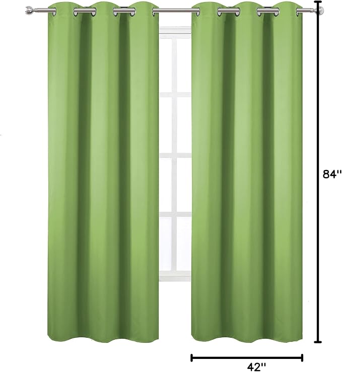 LEMOMO Light Green Blackout Curtains/42 x 84 Inch/Set of Two Panels Grommet - Image 9