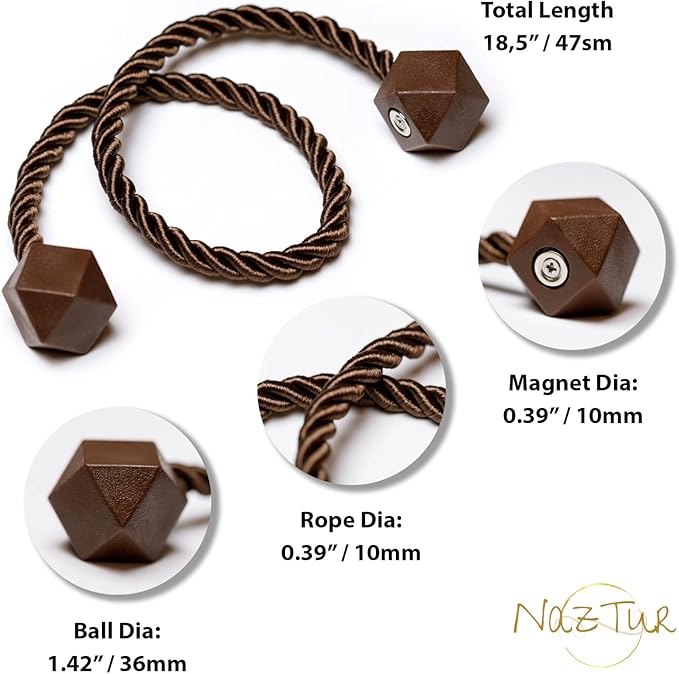 NazTur Magnetic Curtain Tiebacks- Upgrade 2022 - Image 3