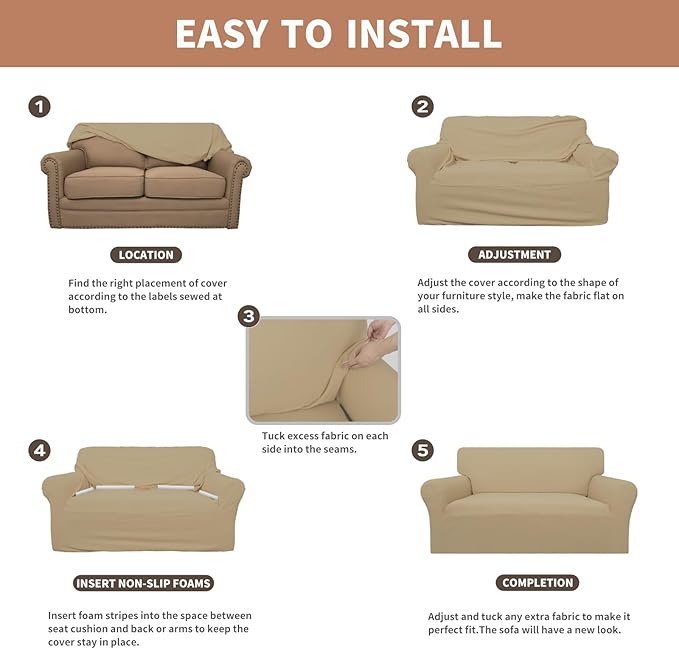 Easy-Going 100% Waterproof Loveseat Couch Cover, Dual Waterproof Sofa Cover - Image 5