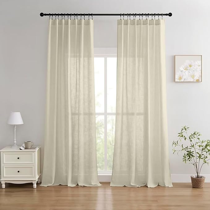Joydeco Linen Curtains 90 Inch Length 2 Panels Set by JOYDECO