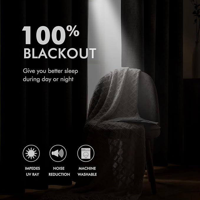 MIULEE Linen Blackout Curtains for Bedroom Thermal Insulated Birch Grommet Room - Image 3