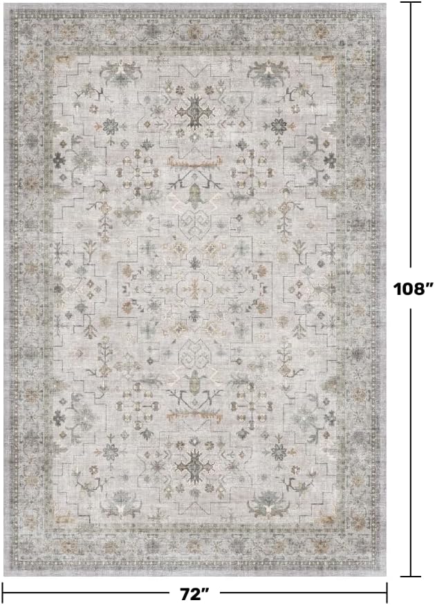 Hazo Haus Boho Light Grey Living Room Rug 6x9 - Image 2