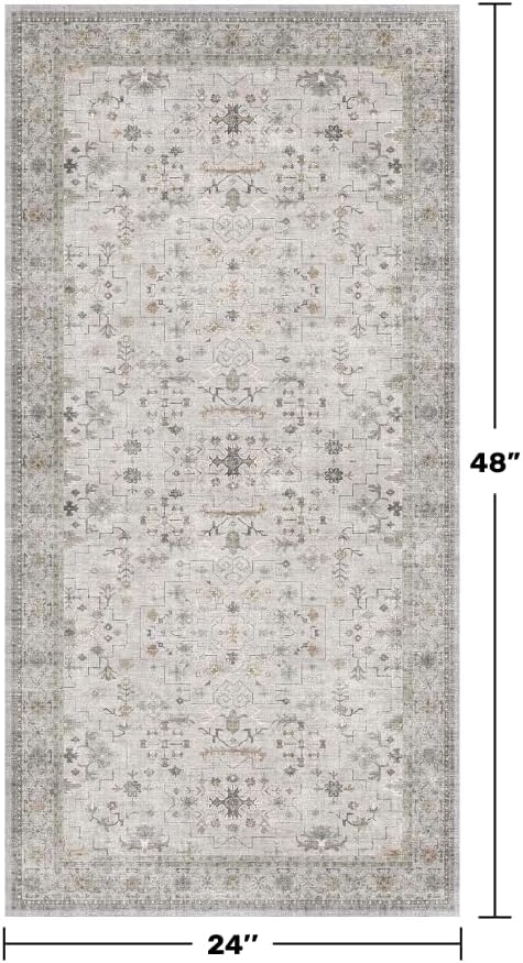 Light Grey Boho Bathroom Rug 2x4 - Image 2