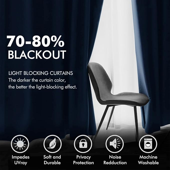 MIULEE Velvet Curtains Navy Blue Elegant Grommet Curtains Thermal Insulated - Image 4