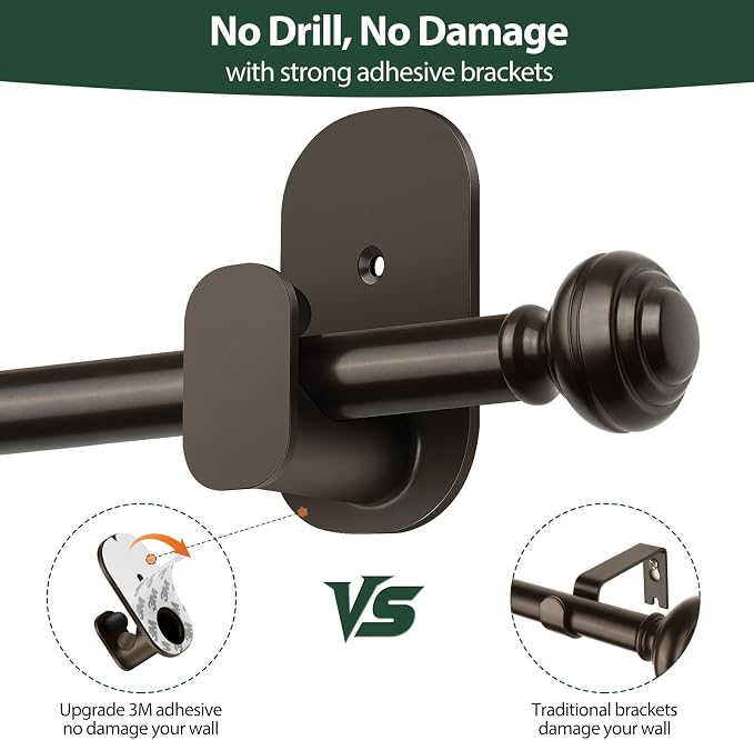 KAMANINA 2 Pack Curtain Rods No Drilling - Image 4