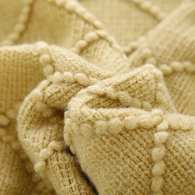 BOURINA Mustard Throw Blanket 60x80 Inches Throw Textured Solid Soft Sofa Throw - Image 5