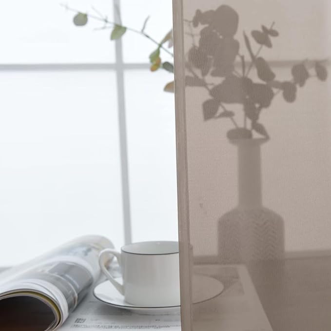 SpaceDresser Basic Rod Pocket Sheer Voile Window Curtain Panels Taupe 1 Pair 2 - Image 8