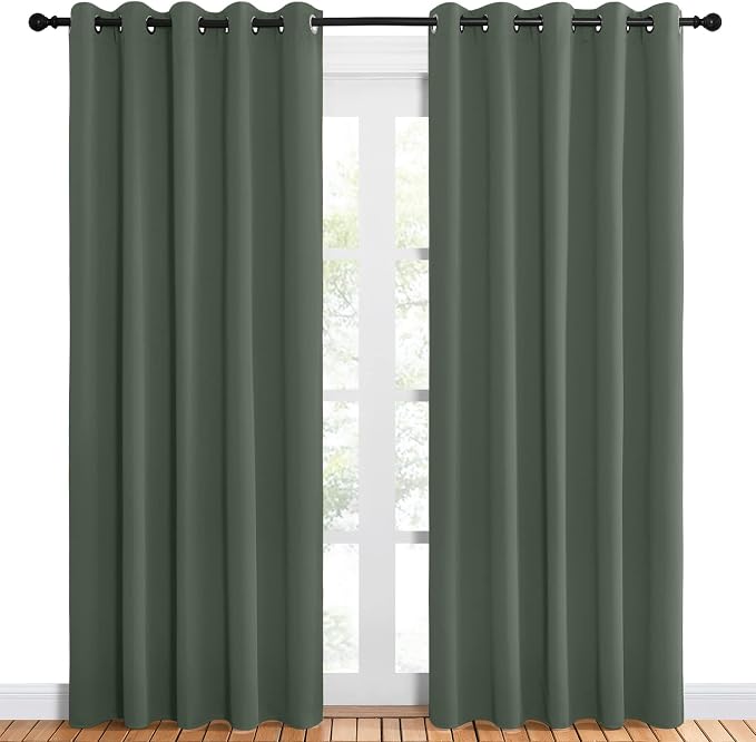 NICETOWN Room Darkening Draperies Window Curtain Panels, Dark Mallard, 2 Panels - Image 2