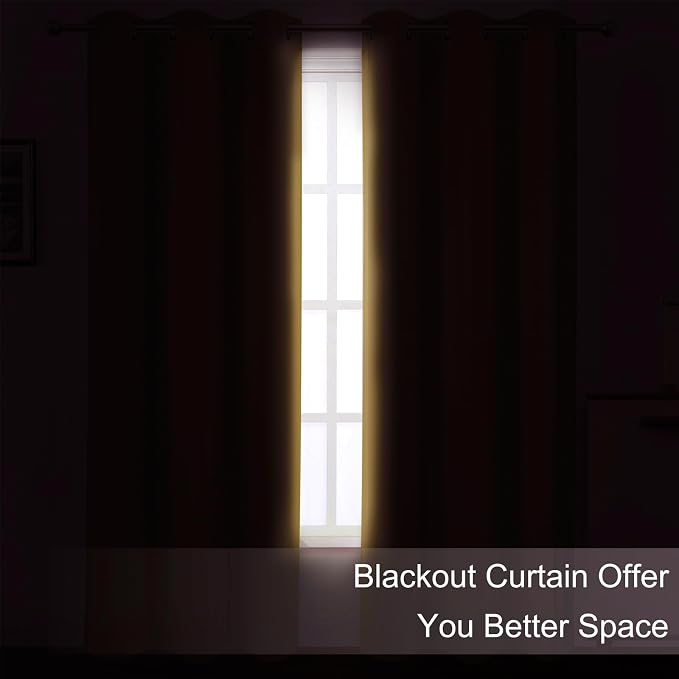 LEMOMO Mustard Yellow Thermal Blackout Curtains/52 x 45 Inch/Set of 2 Panels - Image 3